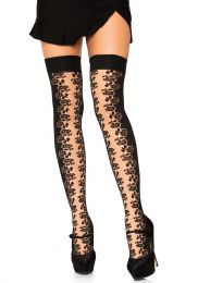 LEG AVENUE - ROSETTE PANEL THIGH HIGHS