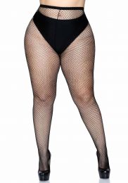 LEG AVENUE - QUEEN SIZE FISHNET PANTYHOSE BLACK