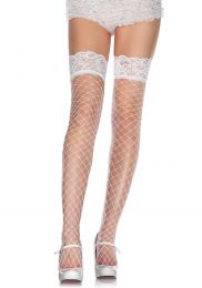 LEG AVENUE - FENCE NET THIGH HIGHS WHITE